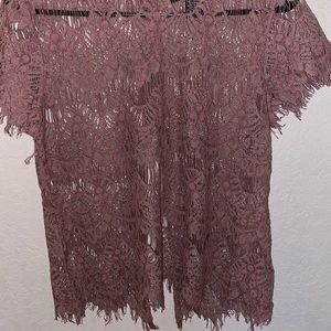 Large mauve see through top worn once